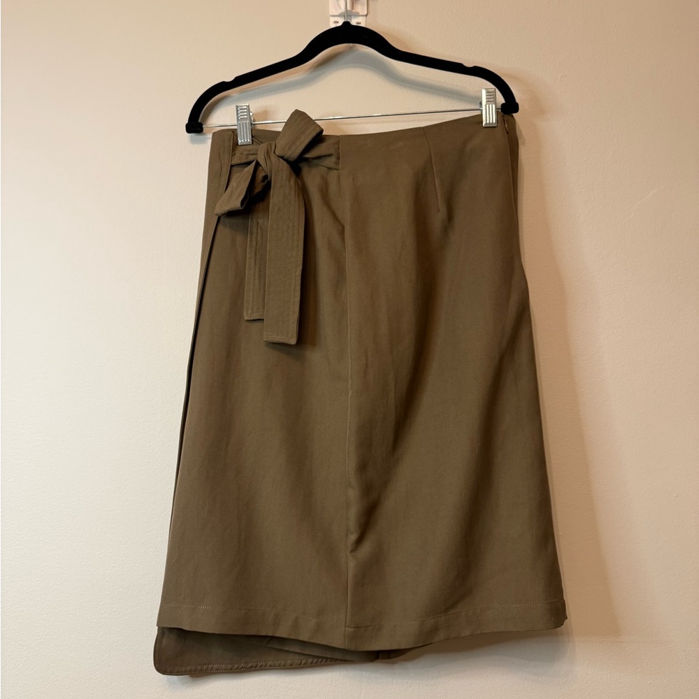 Women’s Olive Wrap Skirt with Tie Waist